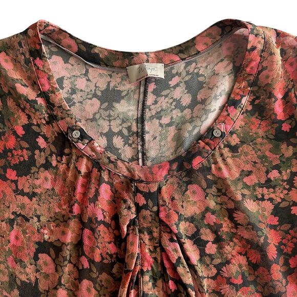 Wrap London Sheer Floral Scoop Neck Dark Romantic Short Sleeve Tunic Dress 8 - Picture 3 of 11